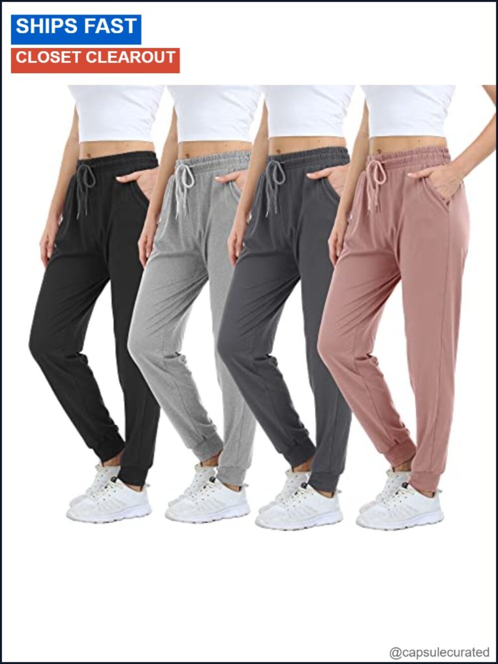 Women's Lightweight Sweatpants Joggers 4-Pack